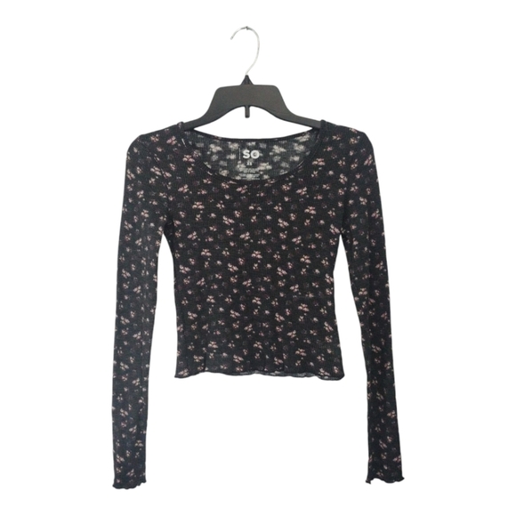 SO Juniors Long Sleeve Floral Top XS - Picture 1 of 7